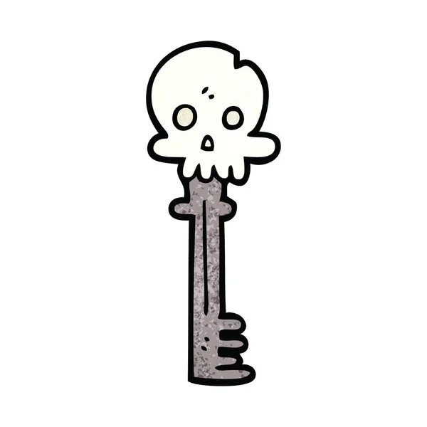 Cartoon Doodle Spooky Skalle Nyckel — Stock vektor