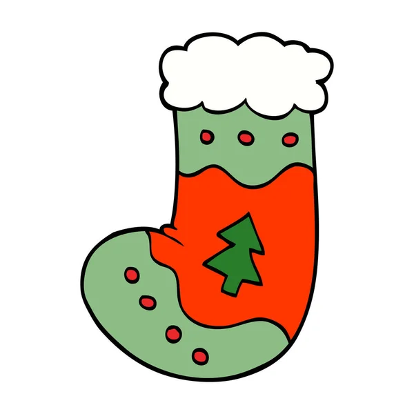 Cartoon Doodle Christmas Stocking — Stockvector