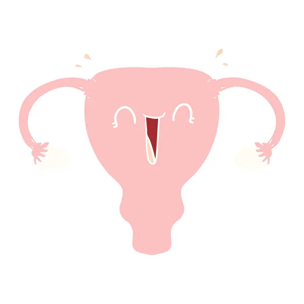 Flache Farbe Stil Cartoon Glücklich Uterus — Stockvektor