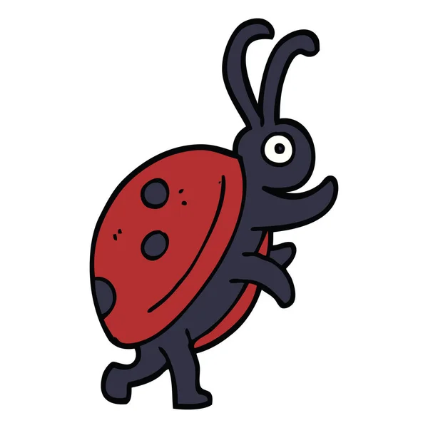 Dessin Animé Doodle Coccinelle Sur Fond Blanc — Image vectorielle