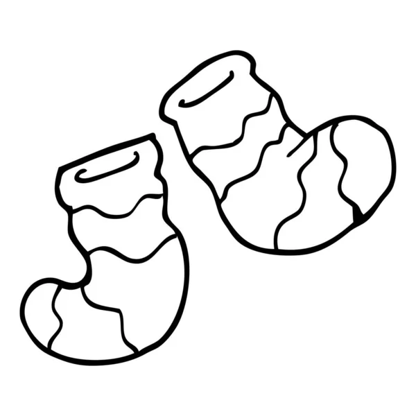 Linienzeichnung Cartoon Gestreifte Socken — Stockvektor