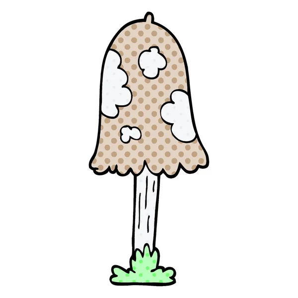 Cogumelo Doodle Desenho Animado Branco — Vetor de Stock