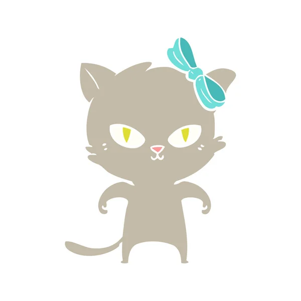 Милый Плоский Мультяшный Кот — стоковый вектор