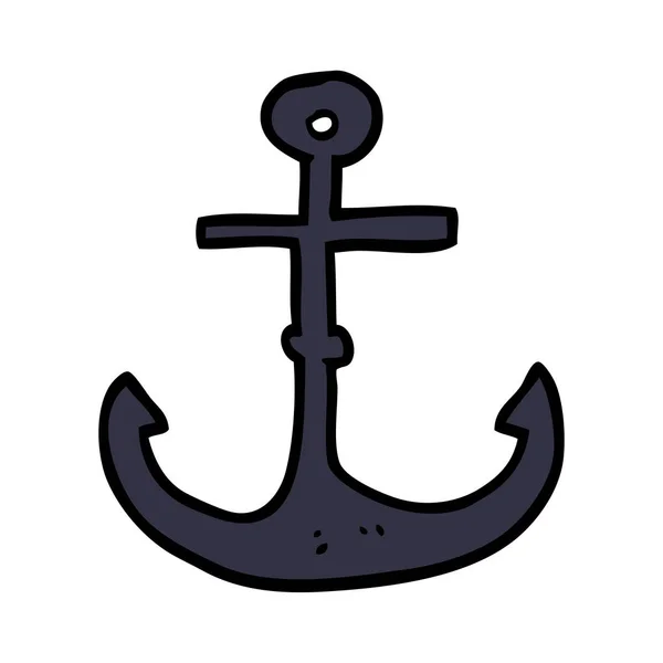 Ancre Bateau Doodle Dessin Animé — Image vectorielle