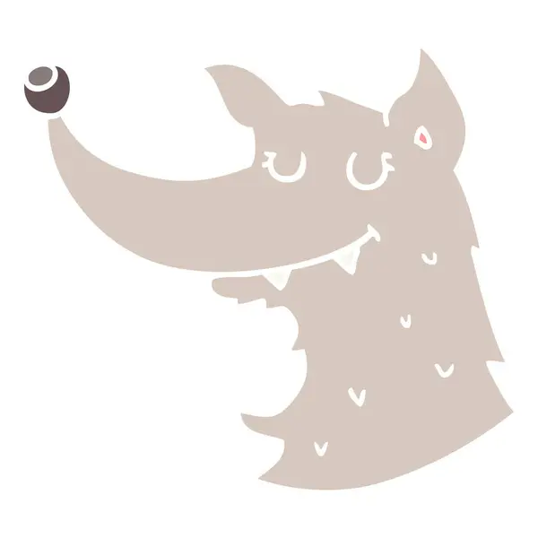 Flat Color Style Cartoon Wolf — Stock Vector