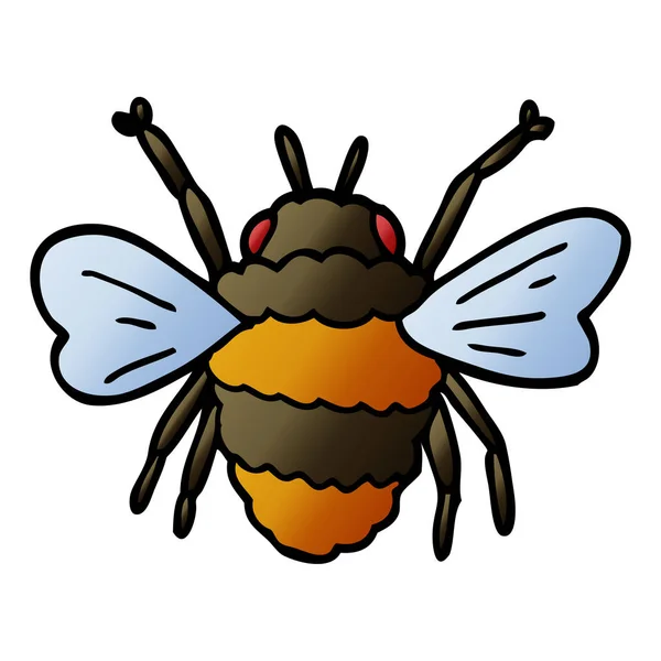 Desenho Animado Doodle Bee Flat Icon Isolado Fundo Branco Vetor —  Vetores de Stock