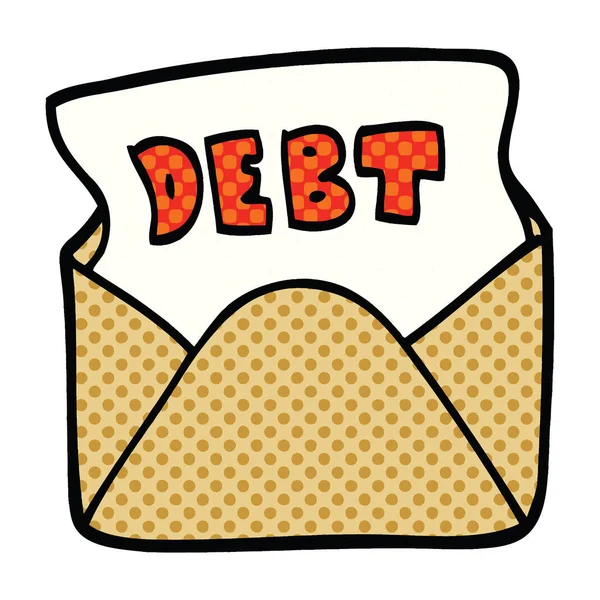 Comic Book Style Cartoon Debt Letter — Stock Vector