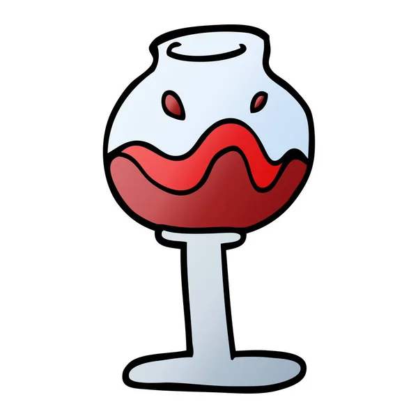 Vector Gradient Illustration Cartoon Glass Wine — Stock Vector