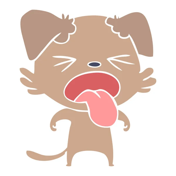 フラットな色のスタイルの漫画犬にうんざり — ストックベクタ