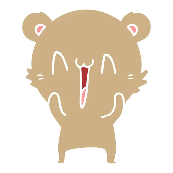 Feliz Urso Desenho Animado Estilo Cor Plana — Vetor de Stock