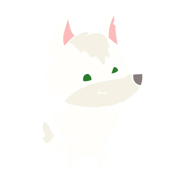 Lobo Dibujos Animados Estilo Color Plano Amigable — Vector de stock