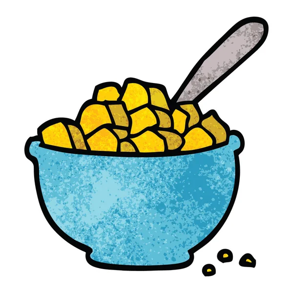 Fumetto Doodle Ciotola Cereali — Vettoriale Stock