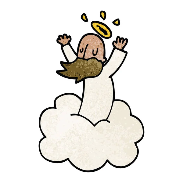 Doodle Tanrı Bulut Üzerinde Çizgi Film — Stok Vektör