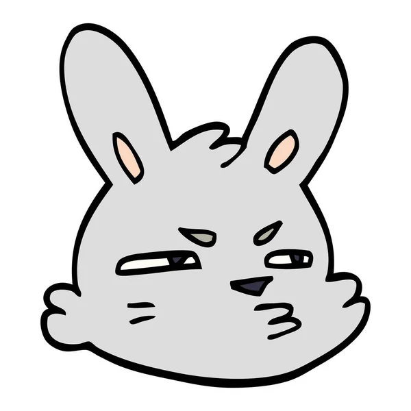 Cartone Animato Doodle Coniglio Lunatico — Vettoriale Stock