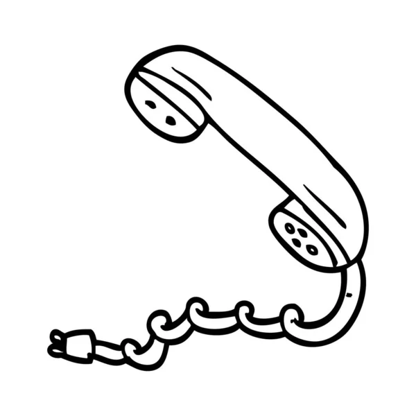 Line Drawing Cartoon Phone Handset — Stock Vector