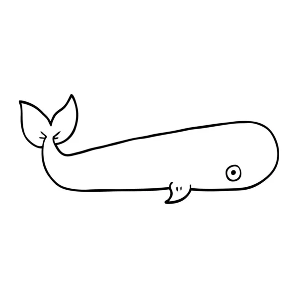 Linea Disegno Cartone Animato Balena Marina — Vettoriale Stock