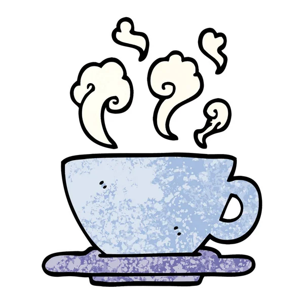 Grunge Strutturato Illustrazione Fumetto Tazza Caffè Caldo — Vettoriale Stock