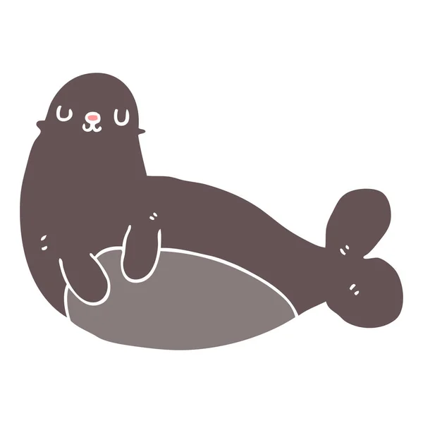 Flat Color Style Cartoon Seal — Stock Vector