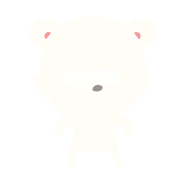 Annoiato Orso Polare Piatto Cartone Animato Stile Colore — Vettoriale Stock