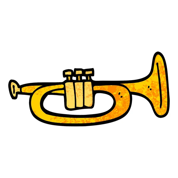 Grunge Textured Illustration Cartoon Trumpet — стоковый вектор