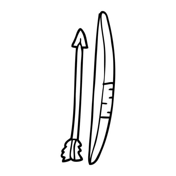 Línea Dibujo Dibujos Animados Arco Flecha — Archivo Imágenes Vectoriales
