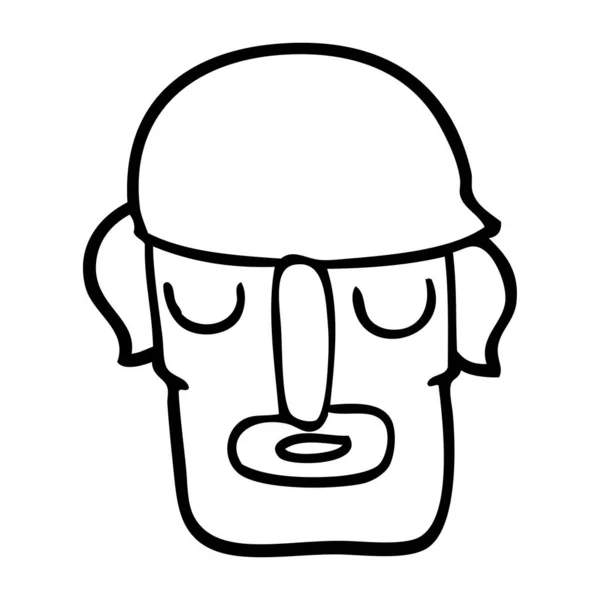 Linjeritning Tecknad Manliga Ansikte — Stock vektor