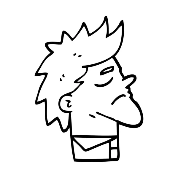 Lijntekening Cartoon Arrogante Man — Stockvector