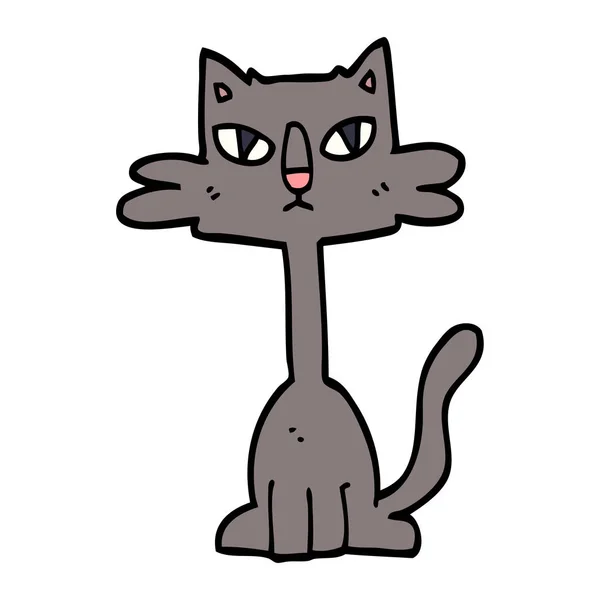 Desenho Animado Doodle Gato Engraçado —  Vetores de Stock