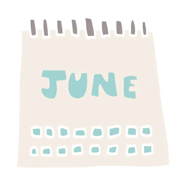 Γελοιογραφία Ημερολόγιο Σκετσάκι Δείχνοντας Μήνα Ιούνιο — Διανυσματικό Αρχείο