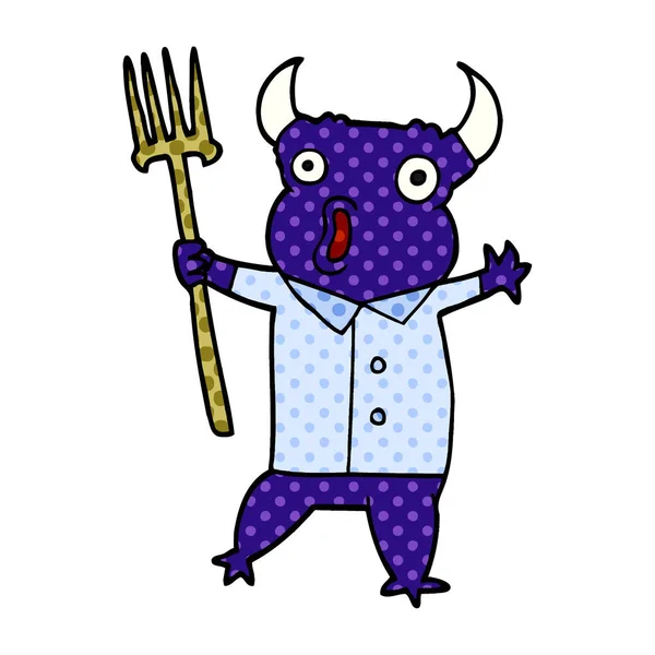 Monstro Demônio Doodle Desenhos Animados — Vetor de Stock