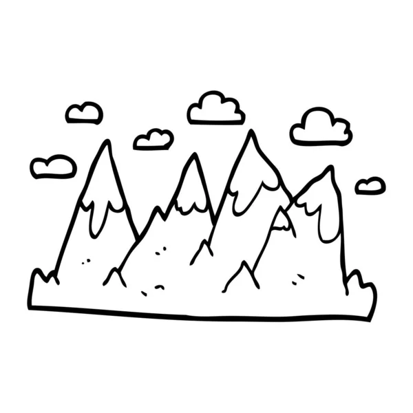 Line Drawing Cartoon Mountain Range — Stock Vector