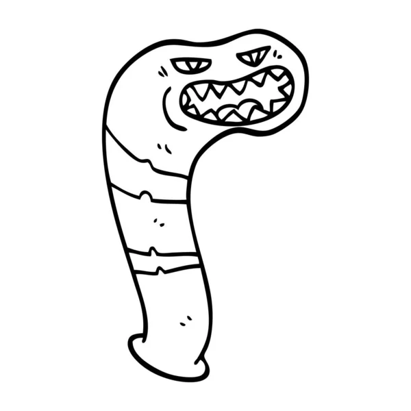 Line Drawing Cartoon Monster Leech — Stock Vector