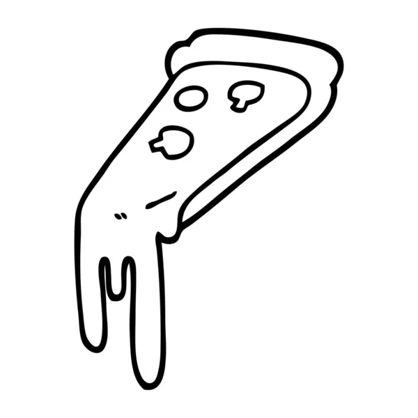 Zwart Wit Cartoon Pizza Slice — Stockvector