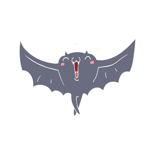 Plano Color Estilo Dibujos Animados Feliz Vampiro Murciélago — Vector de stock