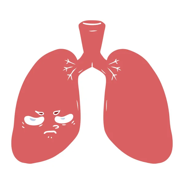 フラット カラー スタイル怒っている肺を漫画 ベクトル イラスト — ストックベクタ
