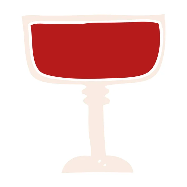 Egale Kleur Stijl Cartoon Wijn Glas — Stockvector