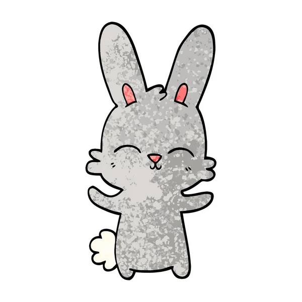 Şirin Grunge Dokulu Illüstrasyon Karikatür Tavşan — Stok Vektör