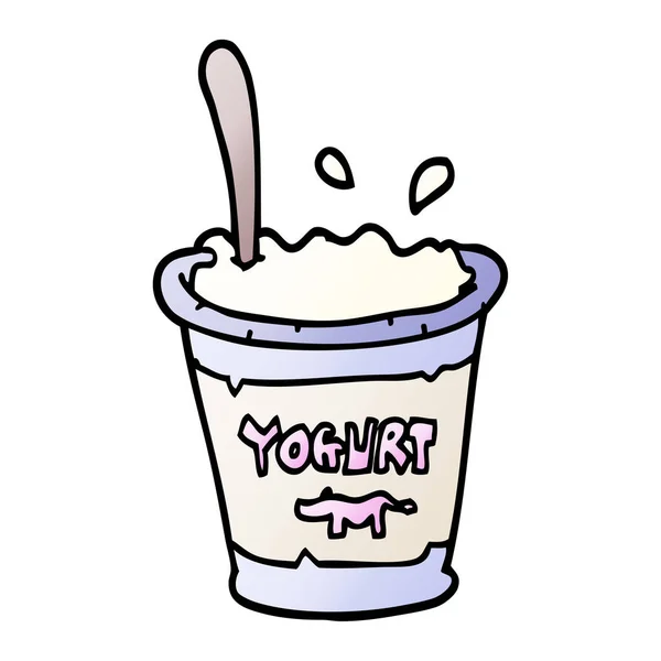 Vector Kleurovergang Illustratie Cartoon Yoghurt — Stockvector