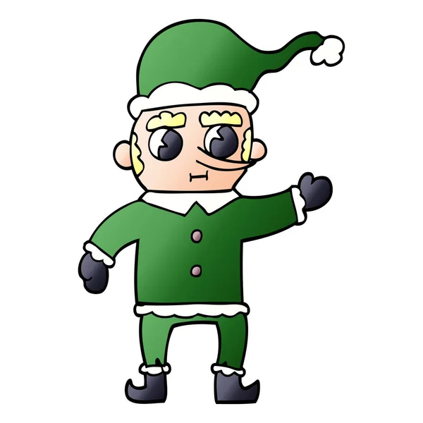 Desenho Animado Doodle Natal Elfo —  Vetores de Stock