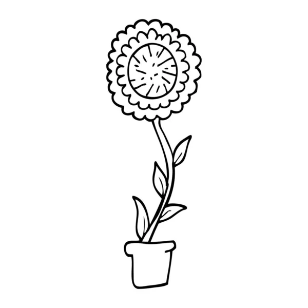 Linienzeichnung Cartoon Blumentopf — Stockvektor