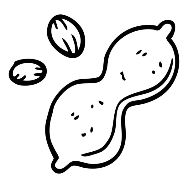 Dessin Animé Doodle Cacahuète Isolé Sur Fond Blanc — Image vectorielle
