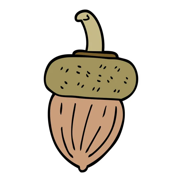 Cartoon Doodle Acorn Platte Pictogram Geïsoleerd Een Witte Achtergrond Vector — Stockvector