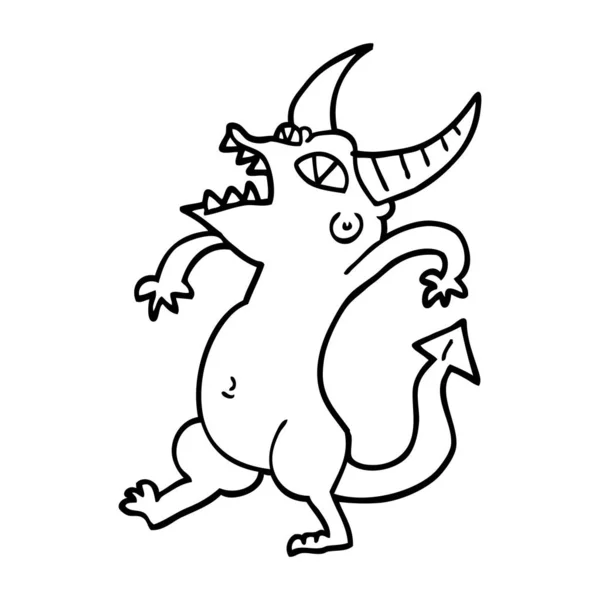 Line Drawing Cartoon Halloween Monster — Stock Vector