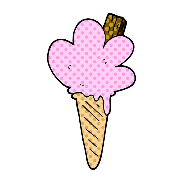 Çizgi Film Doodle Dondurma Koni — Stok Vektör