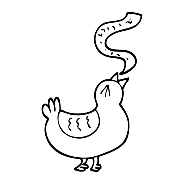 Zwart Wit Cartoon Lied Vogel — Stockvector