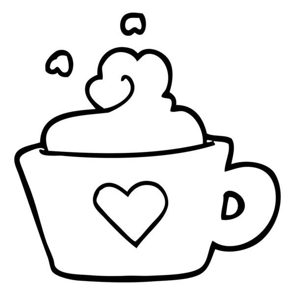 黑色和白色卡通杯咖啡 — 图库矢量图片