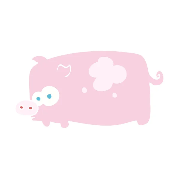 Flat Color Illustration Pig — Stock Vector