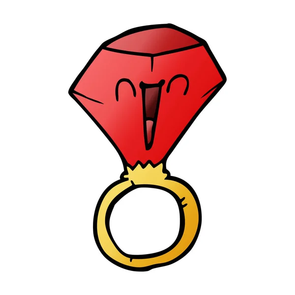 Cartoon Doodle Röd Ruby Ring — Stock vektor