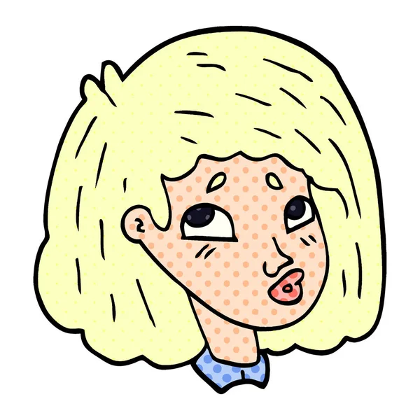 Zeichentrick Doodle Gesicht Eines Mädchens — Stockvektor