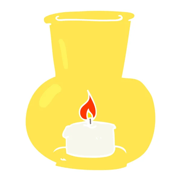 Flat Color Illustration Old Glass Lantern Candle — Stock Vector